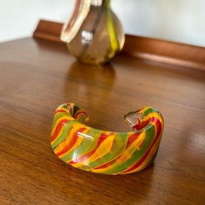 Vintage Glass Blown Multicolor Cuff Bracelet